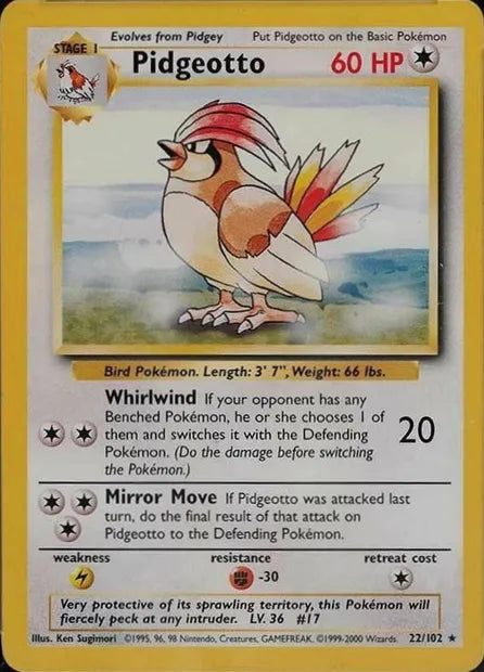 Pidgeotto⁣ - Base Set⁣ (Rare)⁣ [22] English / Poor / Normal