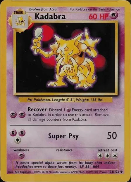 Kadabra⁣ - Base Set⁣ (Uncommon)⁣ [32] English / Poor / Normal