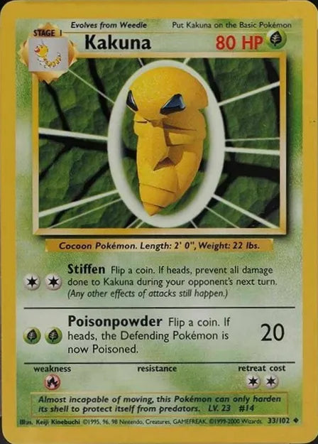 Kakuna⁣ - Base Set⁣ (Uncommon)⁣ [33] English / Near Mint / Normal
