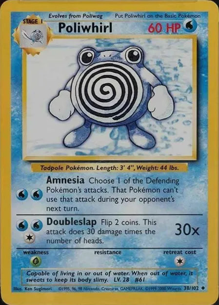 Poliwhirl⁣ - Base Set⁣ (Uncommon)⁣ [38] English / Poor / Normal