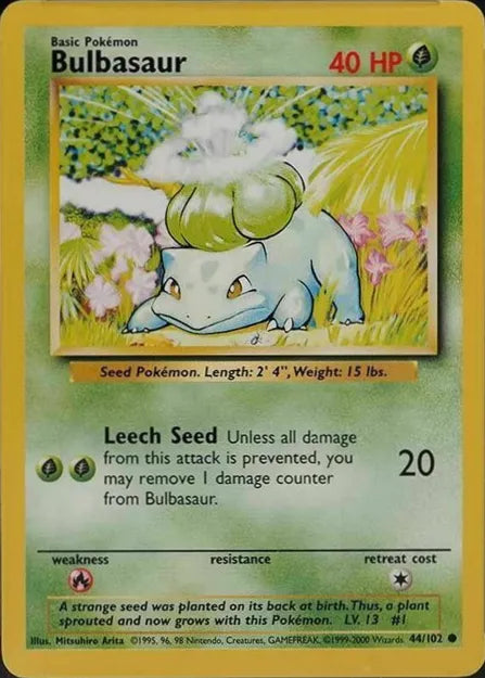 Bulbasaur⁣ - Base Set⁣ (Common)⁣ [44] English / Played / Normal