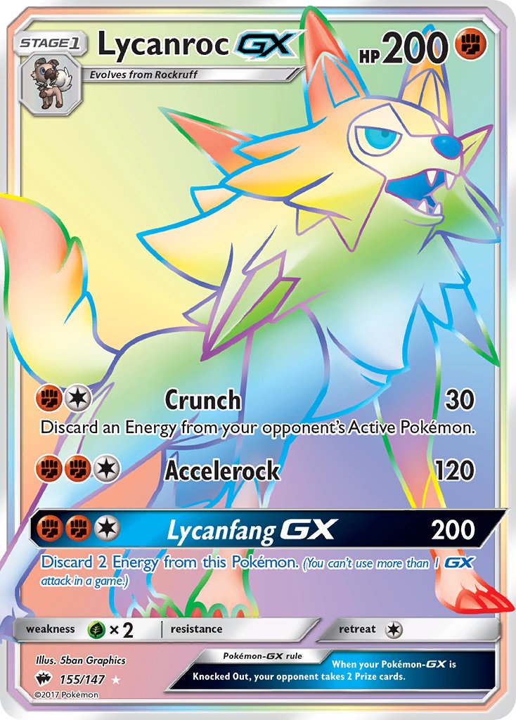 Lycanroc GX - Burning Shadows (Secret Rare) [BUS-155] English / Near Mint / Normal