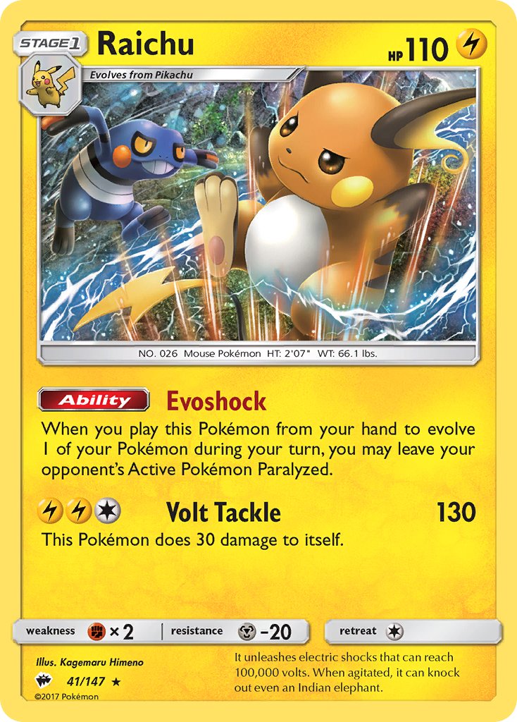 Raichu - Burning Shadows (Holo Rare) [BUS-41] English / Near Mint / Normal