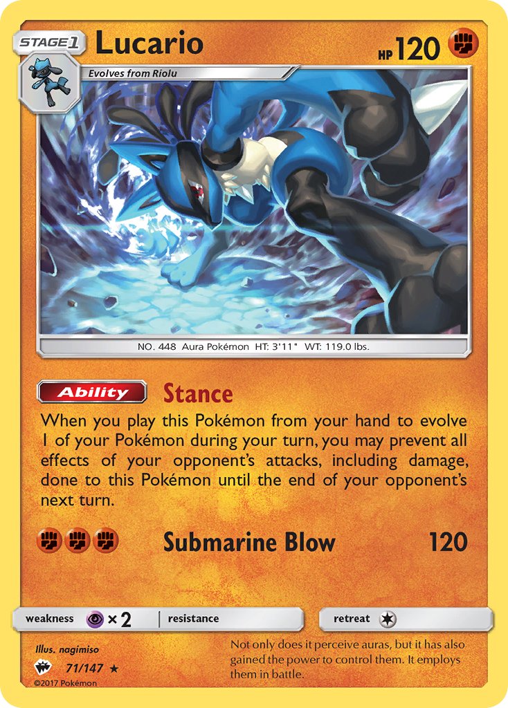 Lucario - Burning Shadows (Holo Rare) [BUS-71] English / Near Mint / Normal