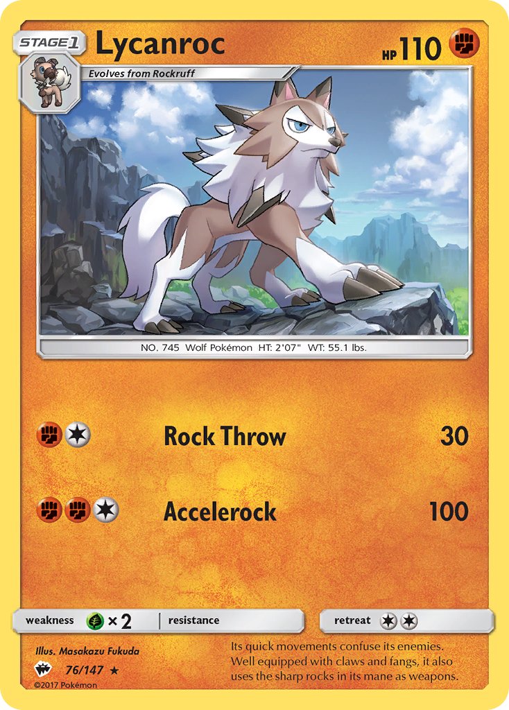 Lycanroc - Burning Shadows (Rare) [BUS-76] English / Near Mint / Normal