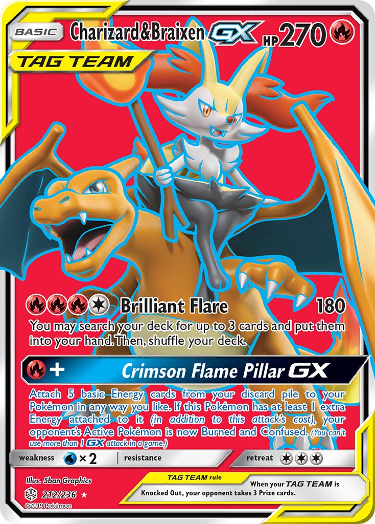 Charizard & Braixen GX - Cosmic Eclipse (Ultra Rare) [CEC-212] English / Near Mint / Normal