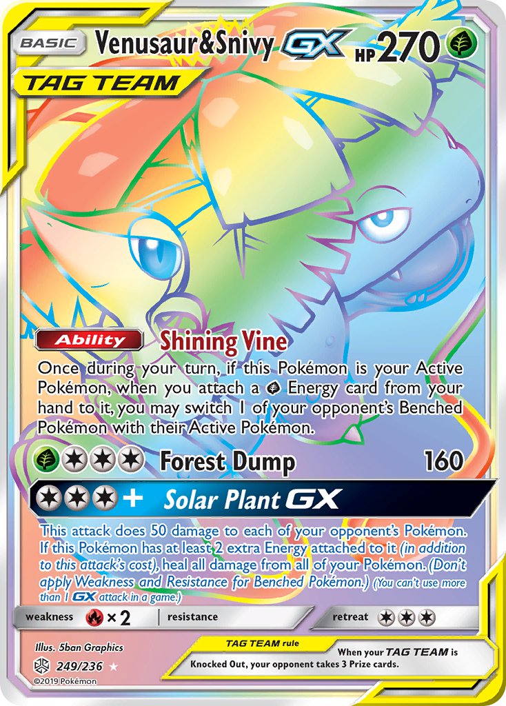 Venusaur & Snivy GX - Cosmic Eclipse (Secret Rare) [CEC-249] English / Near Mint / Normal