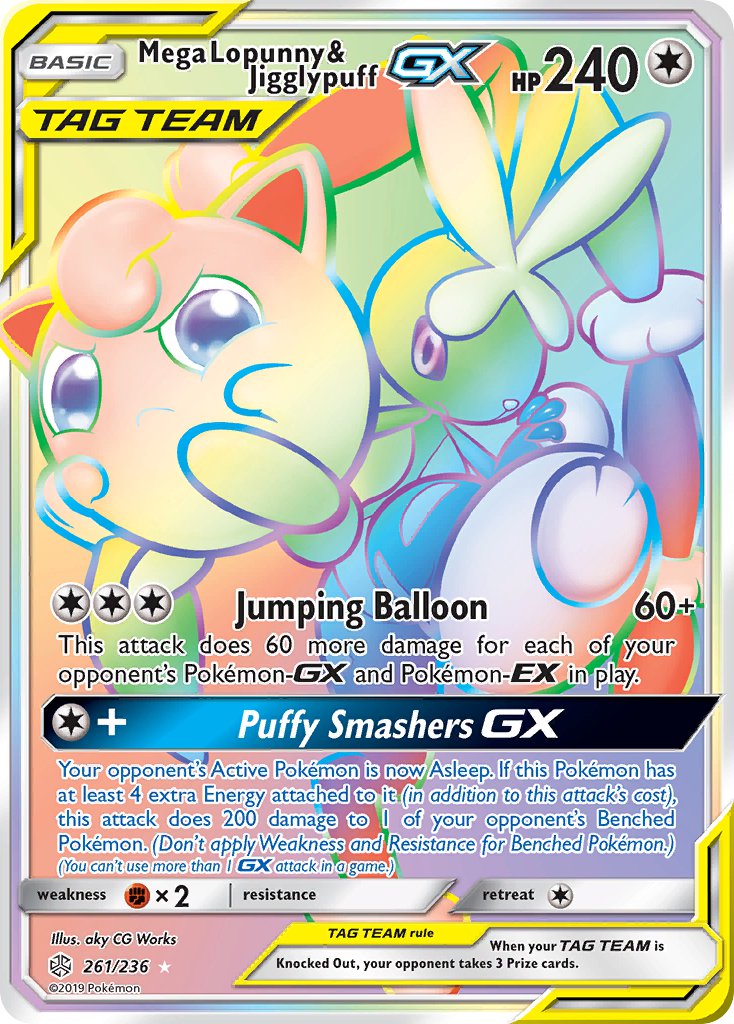 Mega Lopunny & Jigglypuff GX - Cosmic Eclipse (Secret Rare) [CEC-261] English / Near Mint / Normal