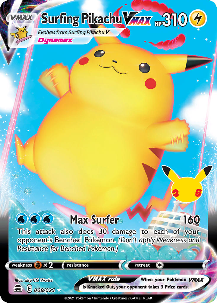 Surfing Pikachu VMAX - Celebrations (Ultra Rare) [CEL-009] English / Near Mint / Normal