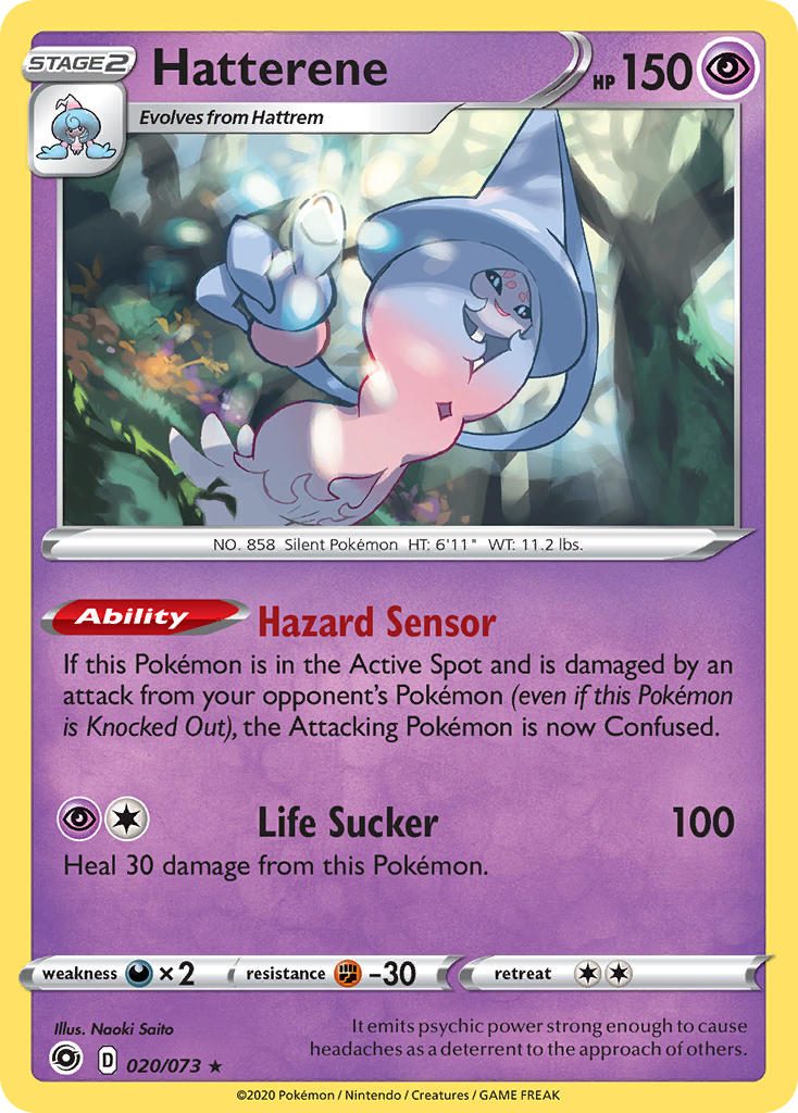 Hatterene⁣ - Champion’s Path⁣ (Holo Rare)⁣ [20] English / Light Played / Reverse-Holo Normal