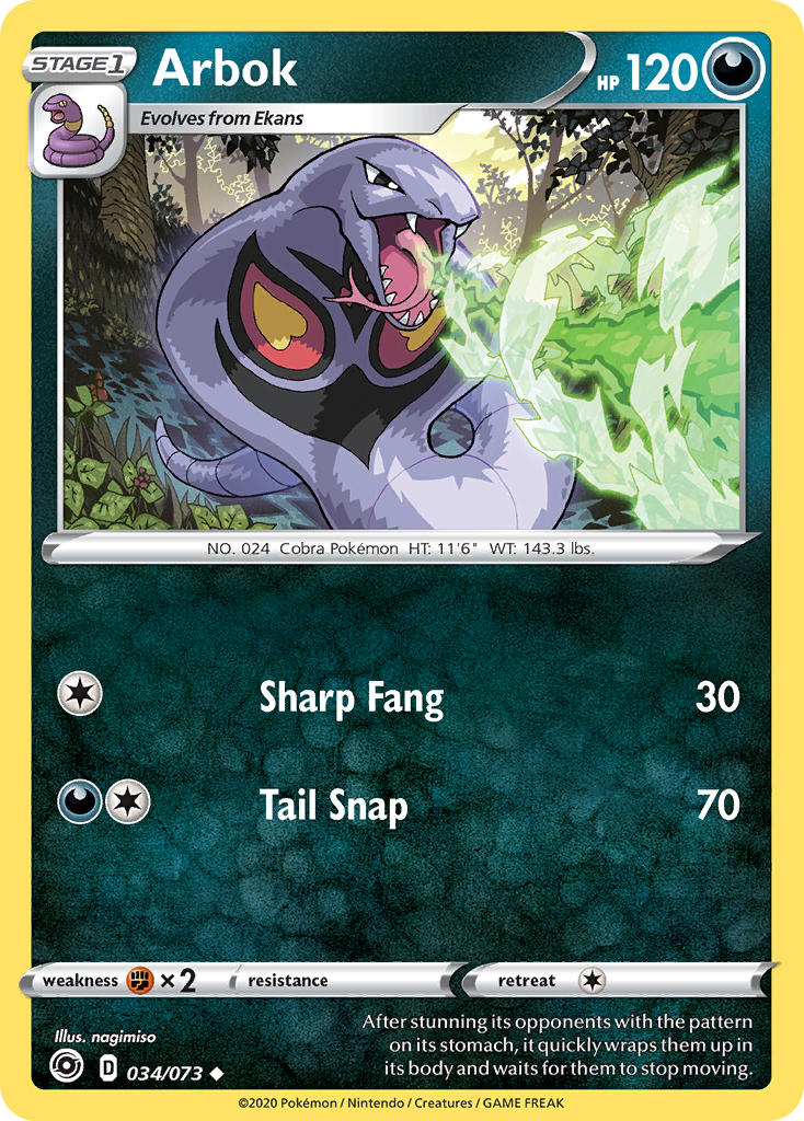 Arbok⁣ - Champion’s Path⁣ (Uncommon)⁣ [34] English / Near Mint / Reverse-Holo Normal