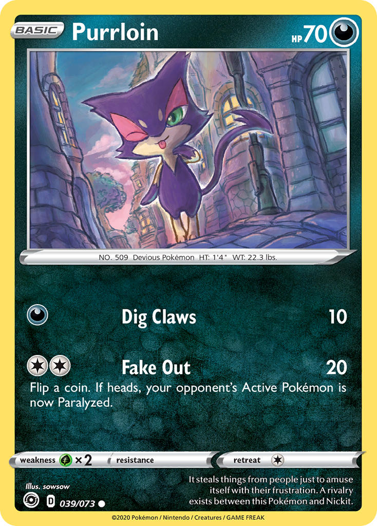 Purrloin⁣ - Champion’s Path⁣ (Common)⁣ [39] English / Near Mint / Reverse-Holo Normal