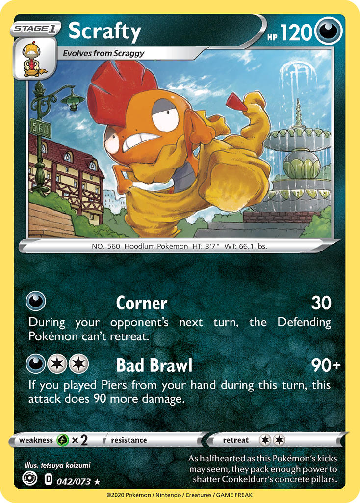 Scrafty⁣ - Champion’s Path⁣ (Holo Rare)⁣ [42] English / Near Mint / Reverse-Holo Normal