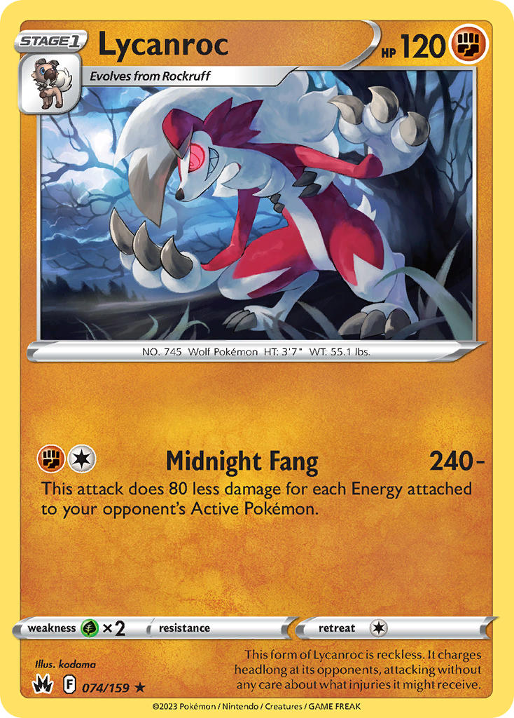 Lycanroc - Crown Zenith (Rare) [CRZ-074] English / Near Mint / Normal