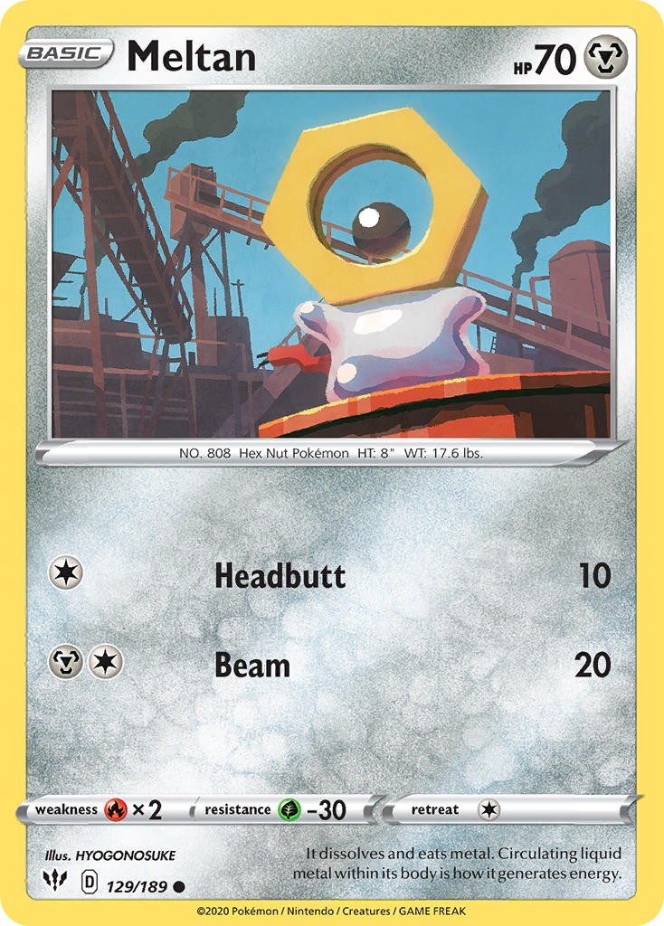 Meltan⁣ - Darkness Ablaze⁣ (Common)⁣ [129] English / Near Mint / Reverse-Holo Normal