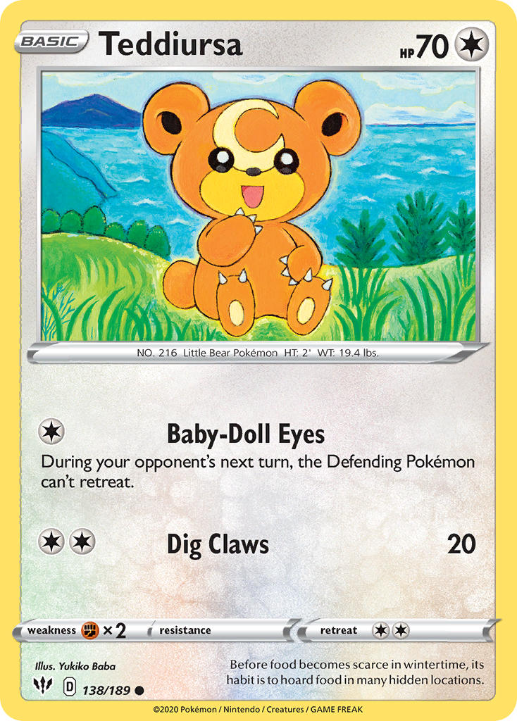 Teddiursa⁣ - Darkness Ablaze⁣ (Common)⁣ [138] English / Near Mint / Reverse-Holo Normal