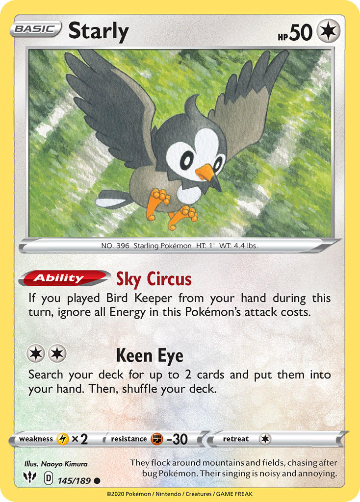 Starly⁣ - Darkness Ablaze⁣ (Common)⁣ [145] English / Near Mint / Reverse-Holo Normal
