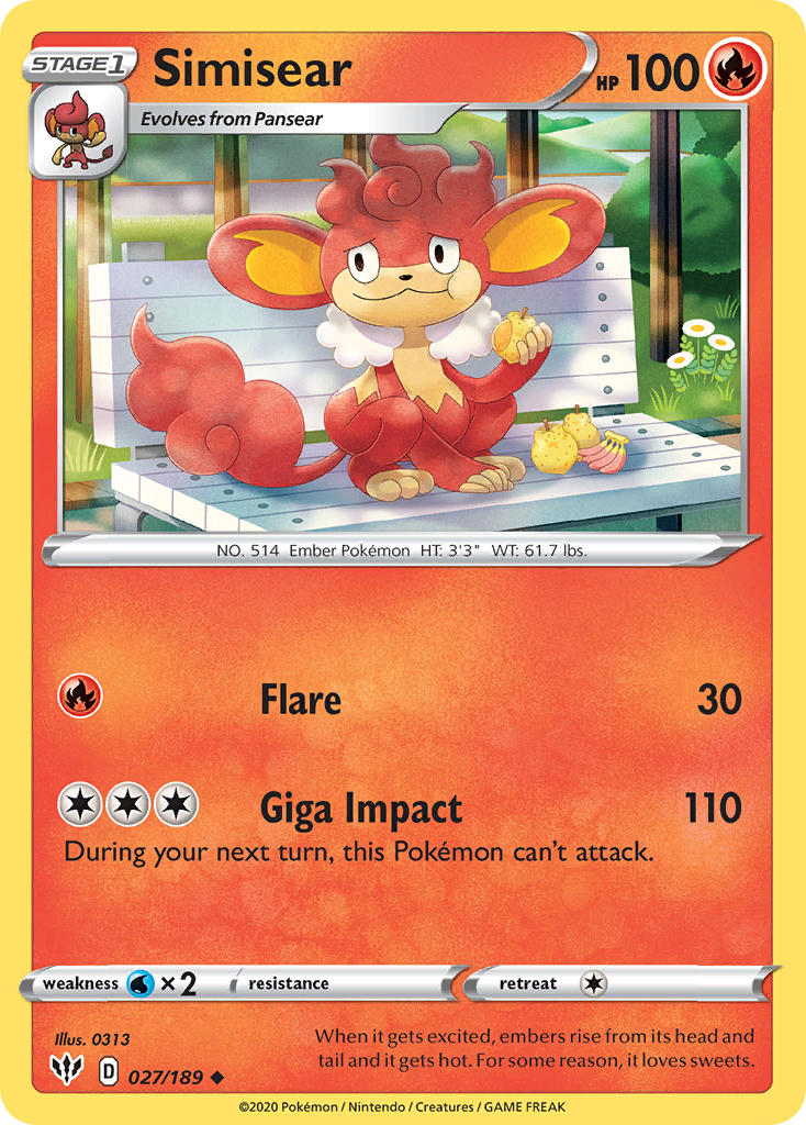 Simisear⁣ - Darkness Ablaze⁣ (Uncommon)⁣ [27] English / Near Mint / Reverse-Holo Normal