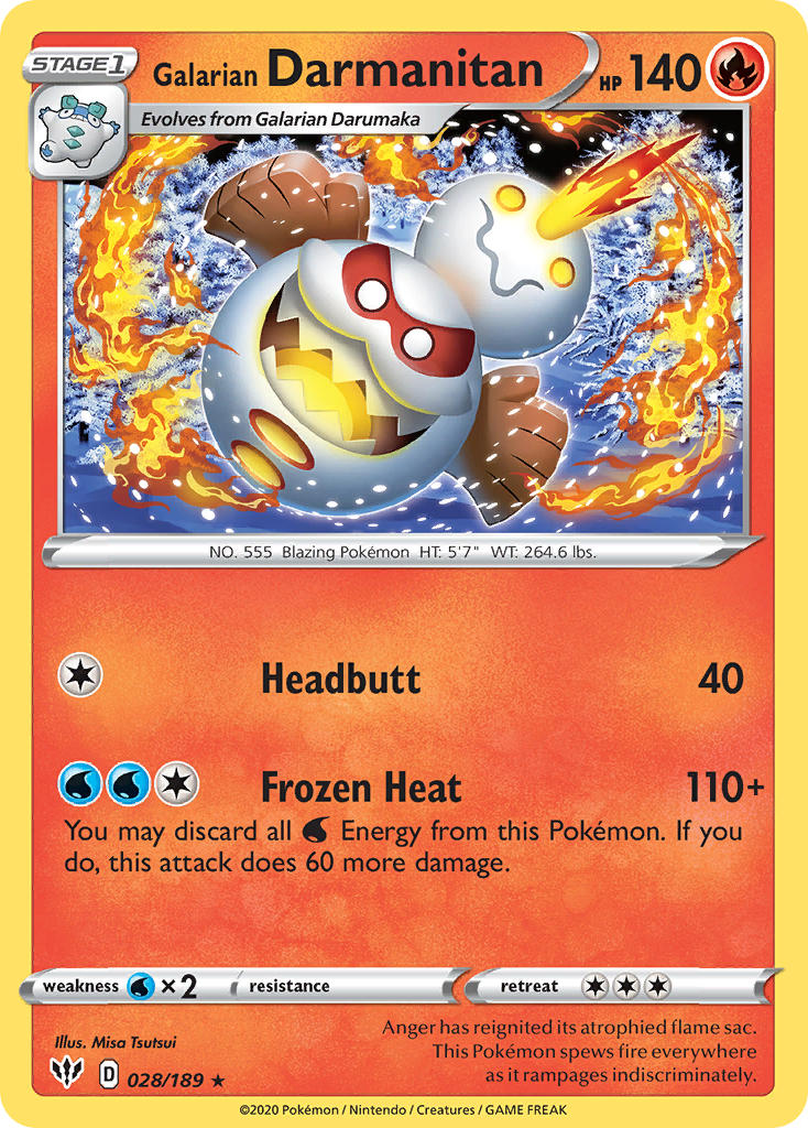 Galarian Darmanitan⁣ - Darkness Ablaze⁣ (Rare)⁣ [28] English / Near Mint / Normal