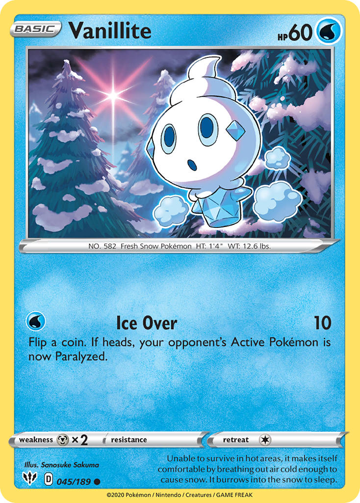 Vanillite⁣ - Darkness Ablaze⁣ (Common)⁣ [45] English / Near Mint / Reverse-Holo Normal
