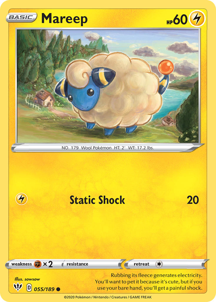Mareep⁣ - Darkness Ablaze⁣ (Common)⁣ [55] English / Near Mint / Reverse-Holo Normal
