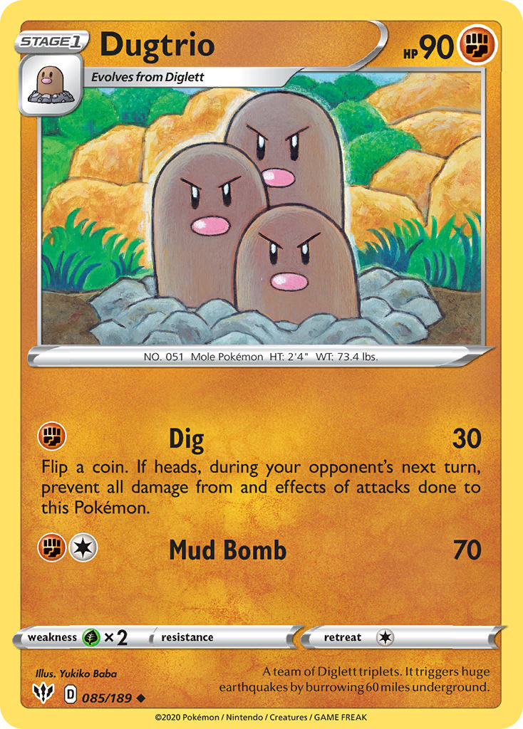 Dugtrio⁣ - Darkness Ablaze⁣ (Uncommon)⁣ [85] English / Near Mint / Reverse-Holo Normal