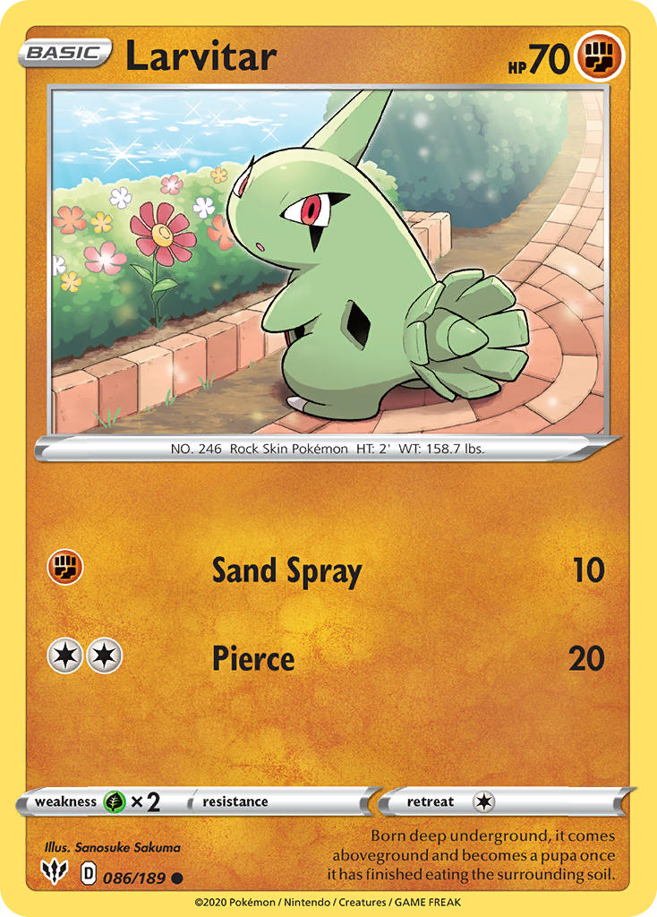 Larvitar⁣ - Darkness Ablaze⁣ (Common)⁣ [86] English / Near Mint / Reverse-Holo Normal