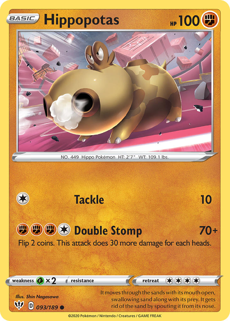 Hippopotas⁣ - Darkness Ablaze⁣ (Common)⁣ [93] English / Near Mint / Reverse-Holo Normal