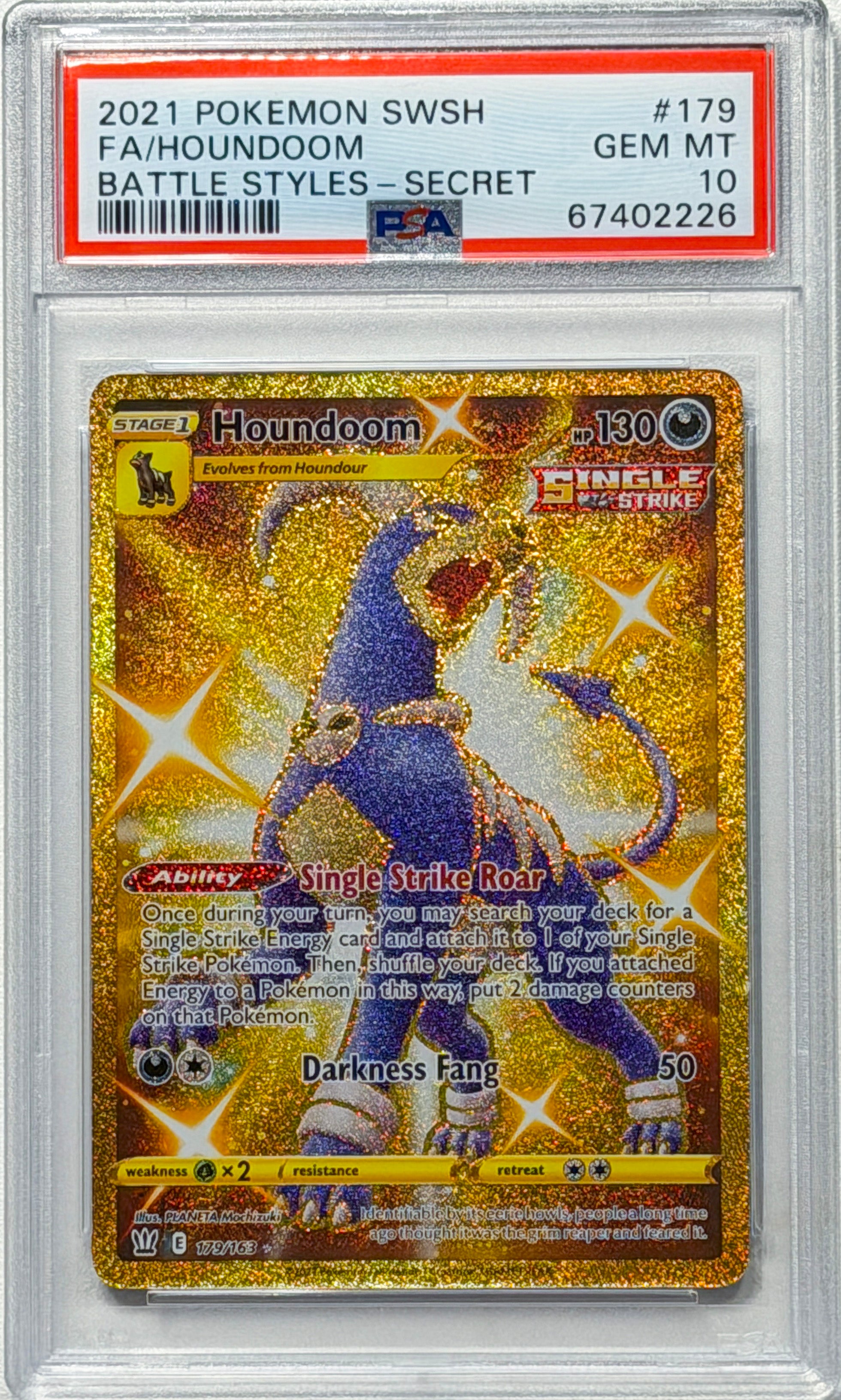 Houndoom #179 Sword & Shield Battle Styles PSA 10 - forside