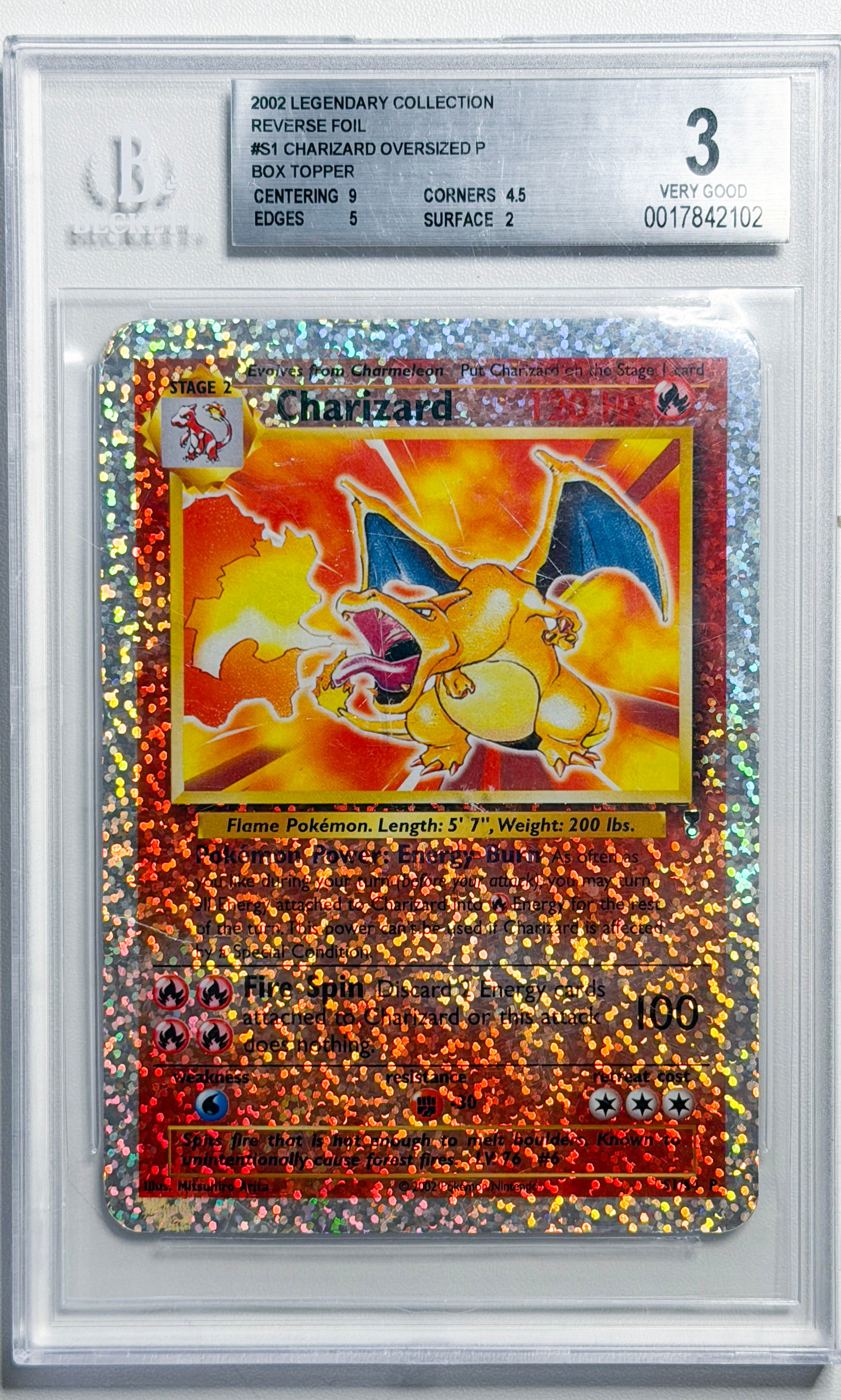 Charizard #S1 Box Topper Legendary Collection BGS 3 - forside