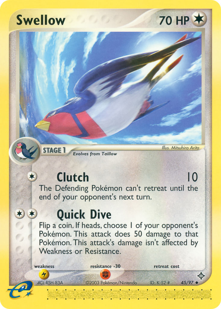 Swellow⁣ - EX Dragon⁣ (Uncommon)⁣ [45] English / Light Played / Normal