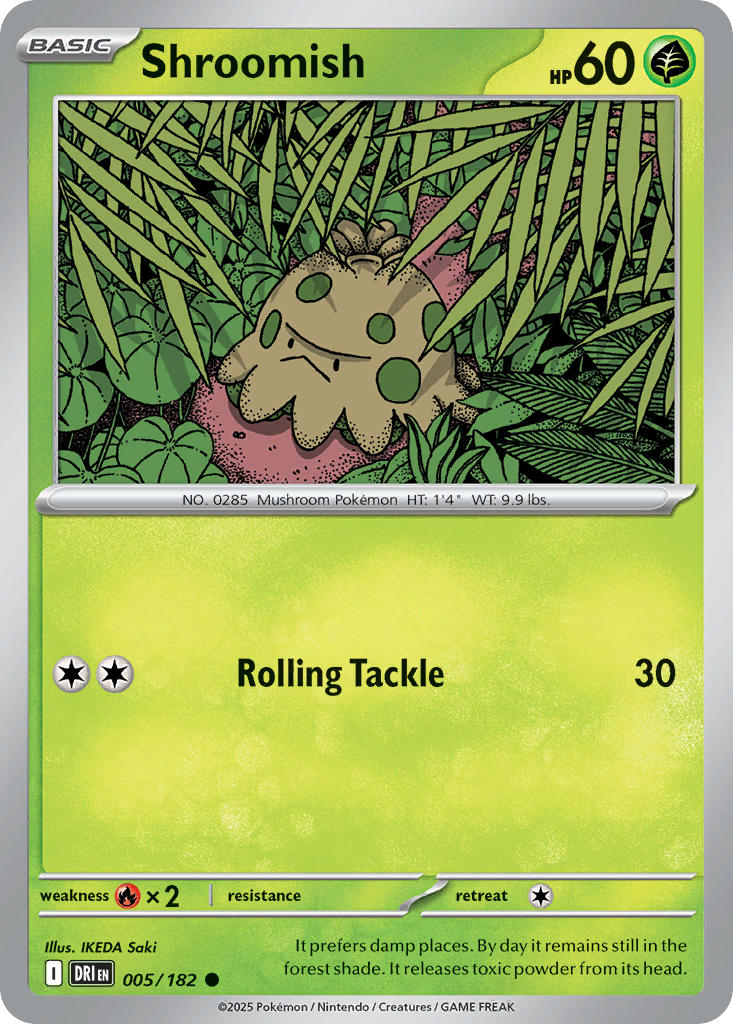 Shroomish⁣ - Destined Rivals⁣ (Common)⁣ [005] English / Near Mint / Reverse-Holo Normal