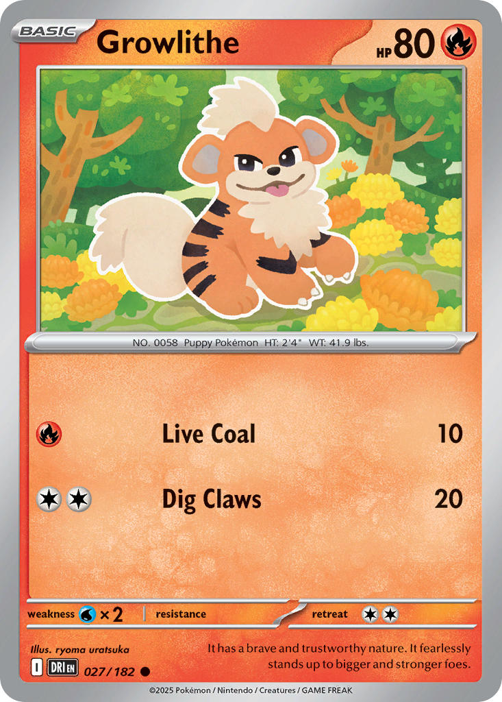 Growlithe⁣ - Destined Rivals⁣ (Common)⁣ [027] English / Near Mint / Reverse-Holo Normal