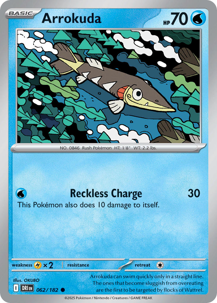 Arrokuda⁣ - Destined Rivals⁣ (Common)⁣ [062] English / Near Mint / Reverse-Holo Normal