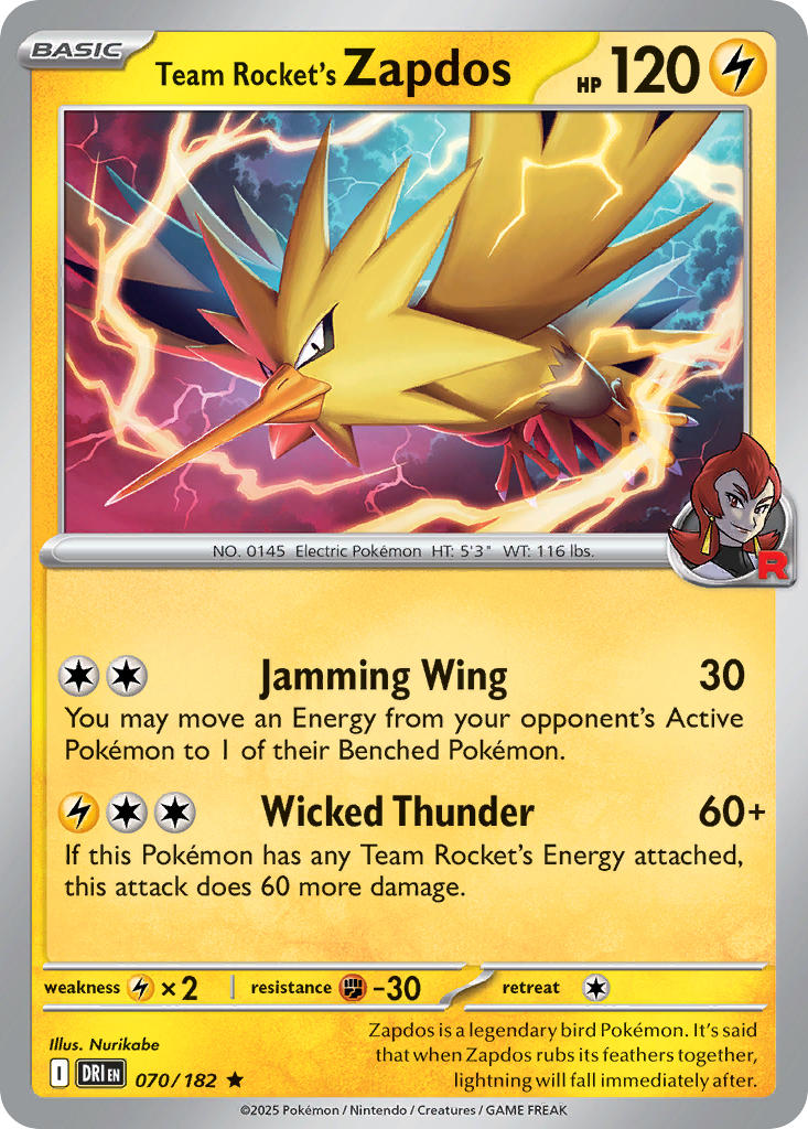 Team Rocket's Zapdos⁣ - Destined Rivals⁣ (Rare)⁣ [070] English / Near Mint / Normal
