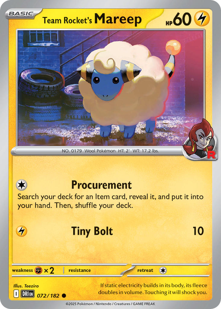Team Rocket's Mareep⁣ - Destined Rivals⁣ (Common)⁣ [072] English / Near Mint / Normal