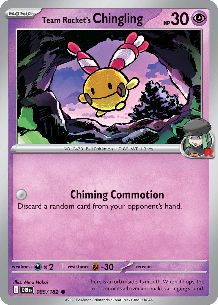 Team Rocket's Chingling⁣ - Destined Rivals⁣ (Common)⁣ [085] English / Near Mint / Reverse-Holo Normal