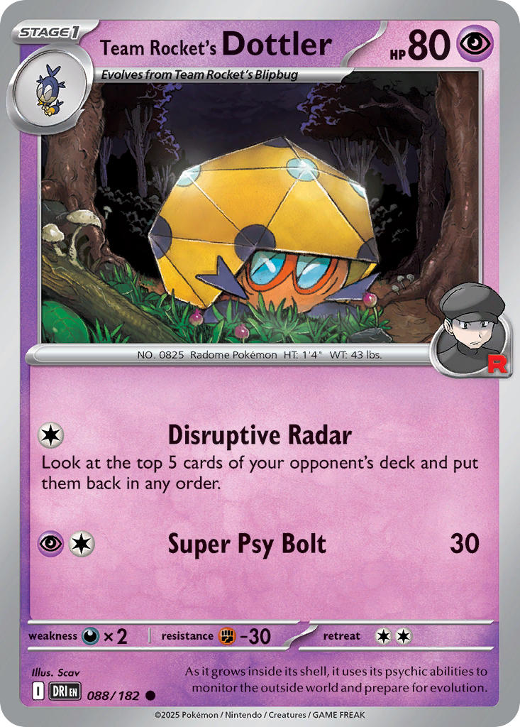 Team Rocket's Dottler⁣ - Destined Rivals⁣ (Common)⁣ [088] English / Near Mint / Reverse-Holo Normal