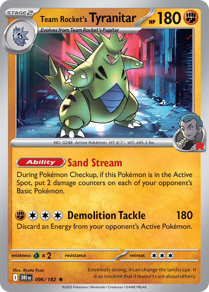 Team Rocket's Tyranitar⁣ - Destined Rivals⁣ (Rare)⁣ [096] English / Near Mint / Reverse-Holo Normal