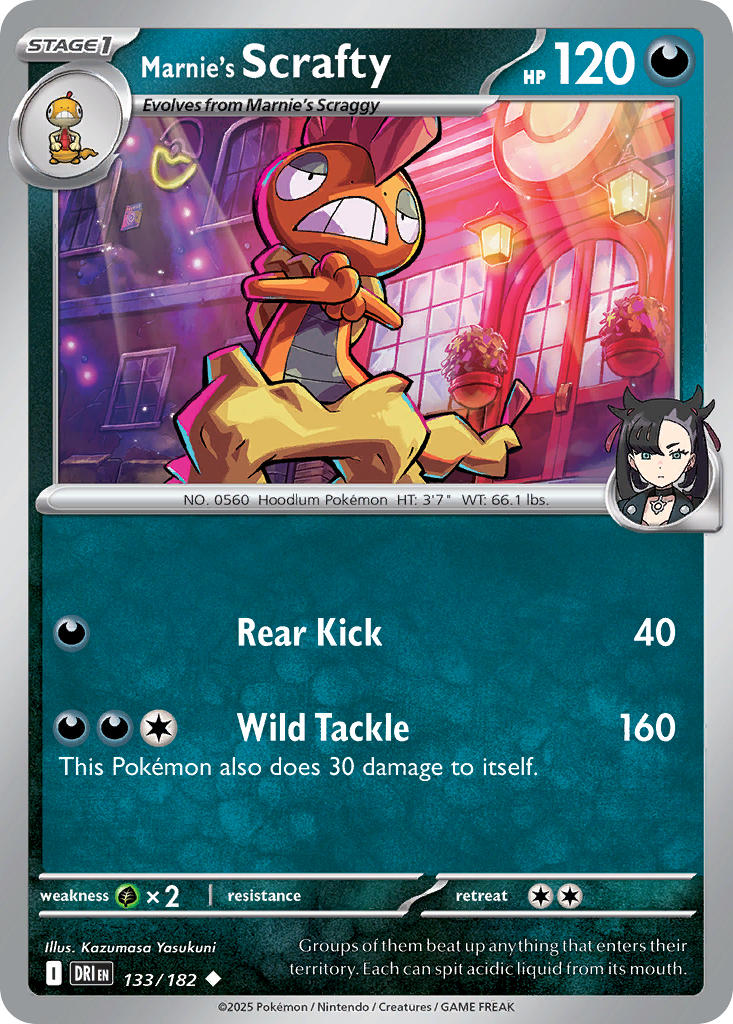 Marnie's Scrafty⁣ - Destined Rivals⁣ (Uncommon)⁣ [133] English / Near Mint / Normal