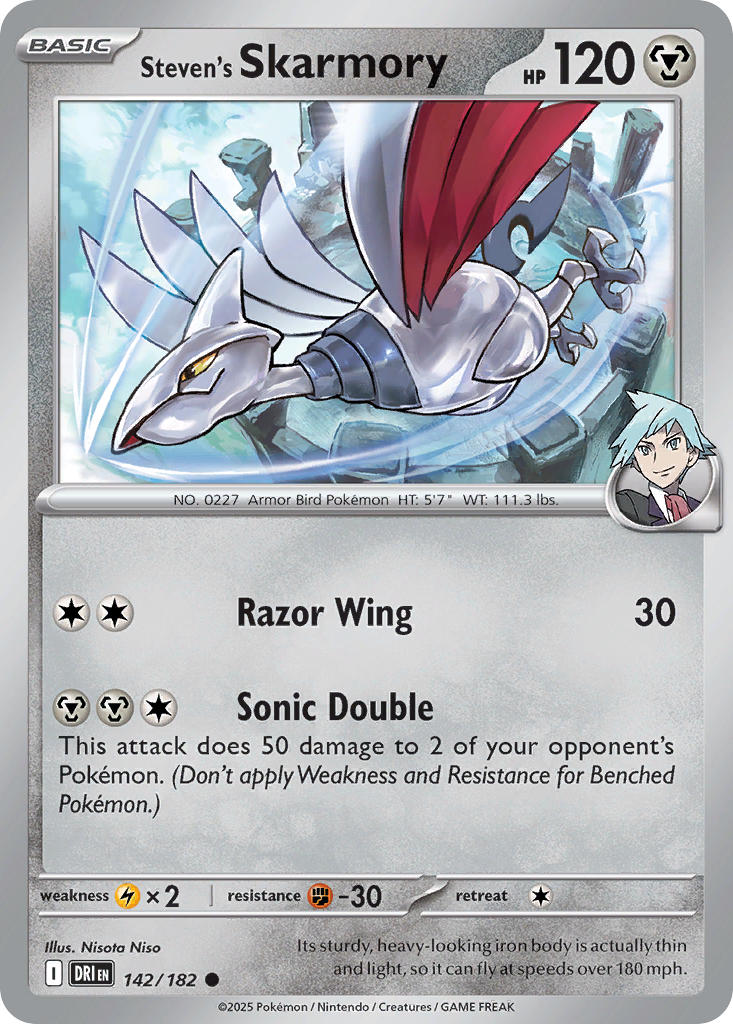 Steven's Skarmory⁣ - Destined Rivals⁣ (Common)⁣ [142] English / Near Mint / Reverse-Holo Normal