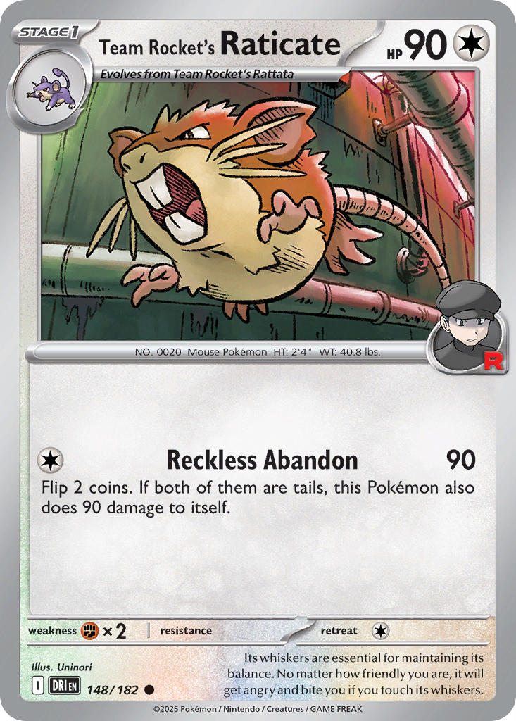 Team Rocket's Raticate⁣ - Destined Rivals⁣ (Common)⁣ [148] English / Near Mint / Reverse-Holo Normal