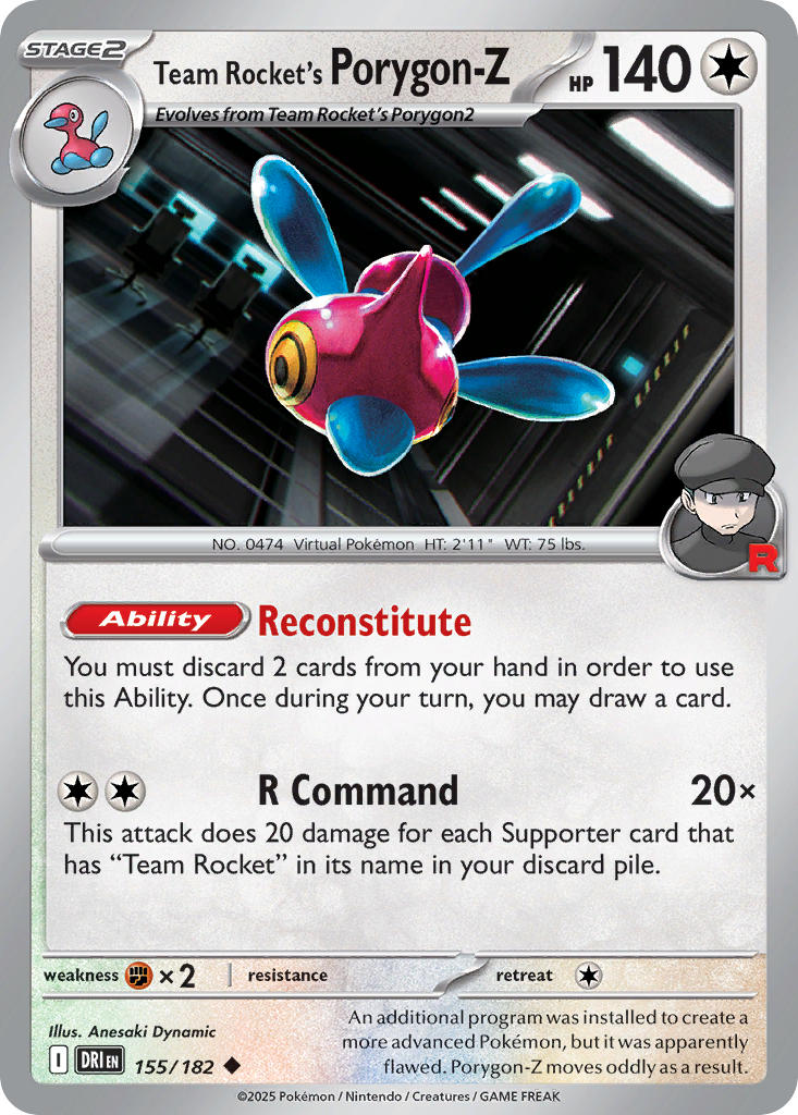 Team Rocket's Porygon-Z⁣ - Destined Rivals⁣ (Uncommon)⁣ [155] English / Near Mint / Normal