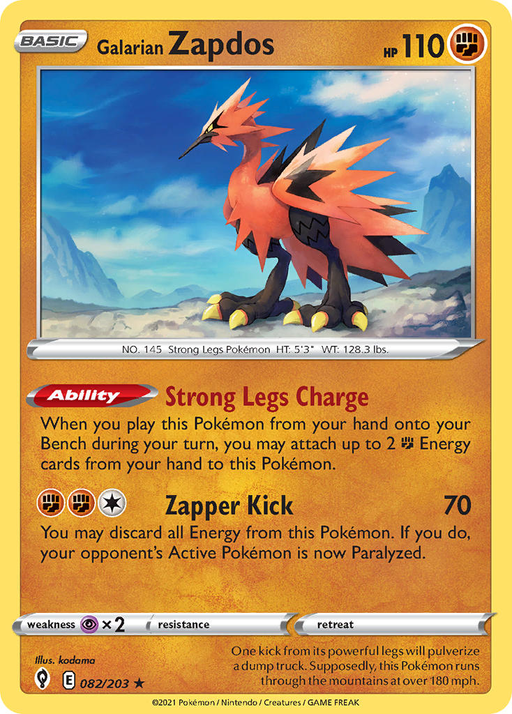 Galarian Zapdos - Evolving Skies (Holo Rare) [EVS-082] English / Near Mint / Normal