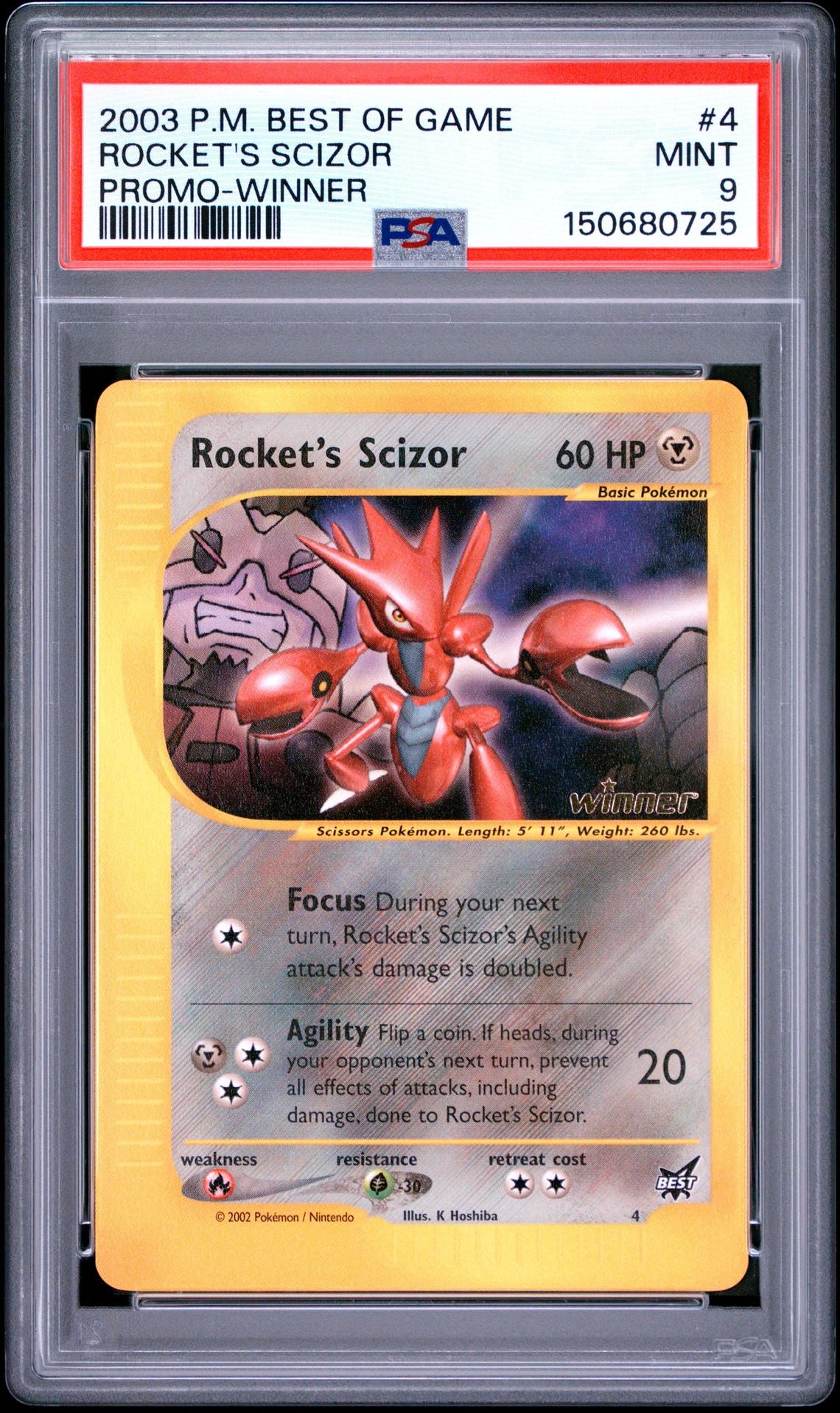 Rocket's Scizor #4 Best of Game PSA 9 - forside