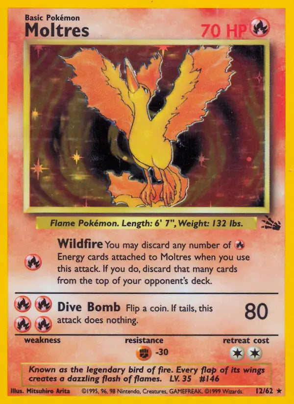 Moltres⁣ - Fossil⁣ (Holo Rare)⁣ [12] English / Poor / Normal