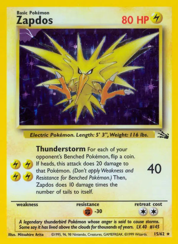 Zapdos - Fossil (Holo Rare) [FO-15] English / Good / Normal