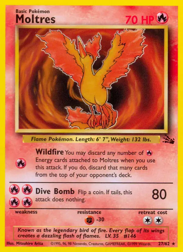 Moltres⁣ - Fossil⁣ (Rare)⁣ [27] English / Poor / Normal