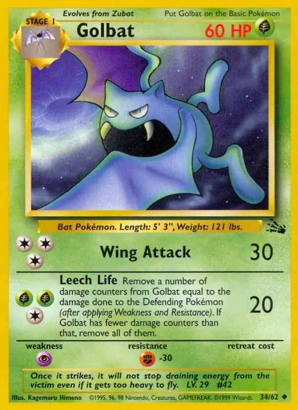 Golbat⁣ - Fossil⁣ (Uncommon)⁣ [34] English / Light Played / Normal
