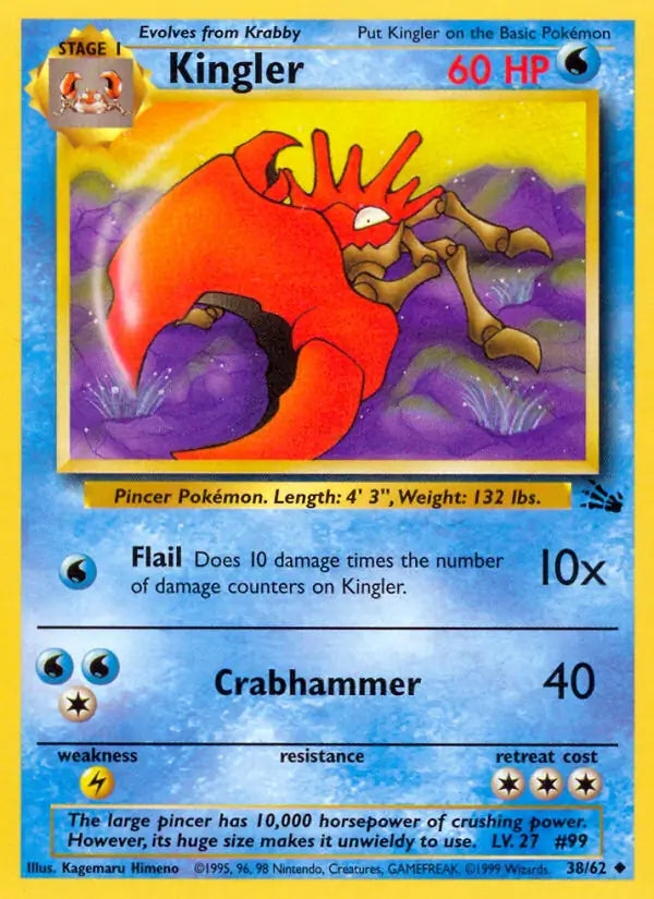 Kingler⁣ - Fossil⁣ (Uncommon)⁣ [38] English / Light Played / Normal